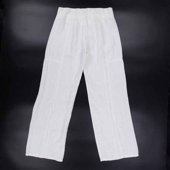 EILEEN FISHER 100% Linen Straight Leg Beach Pants White Beachy Lagenlook Minimal - Picture 7 of 10